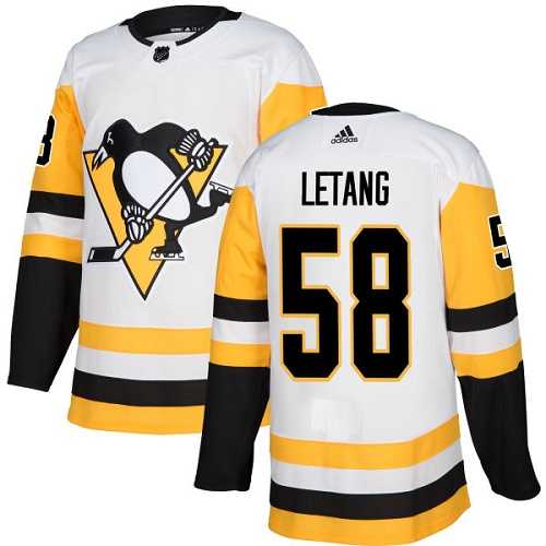 Men's Adidas Pittsburgh Penguins #58 Kris Letang White Road Authentic Stitched NHL