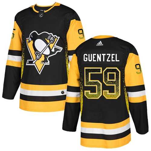 Men's Adidas Pittsburgh Penguins #59 Jake Guentzel Black Home Authentic Drift Fashion Stitched NHL Jersey