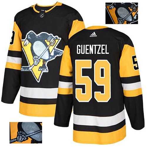 Men's Adidas Pittsburgh Penguins #59 Jake Guentzel Black Home Authentic Fashion Gold Stitched NHL