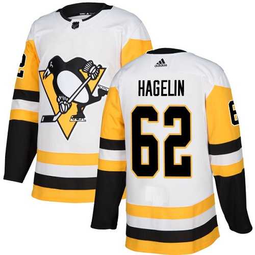 Men's Adidas Pittsburgh Penguins #62 Carl Hagelin White Road Authentic Stitched NHL