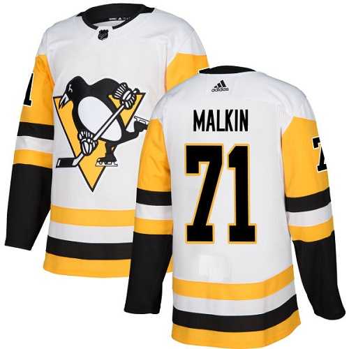 Men's Adidas Pittsburgh Penguins #71 Evgeni Malkin White Road Authentic Stitched NHL