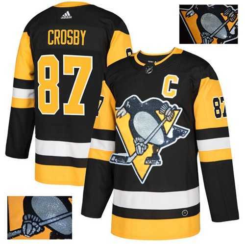 Men's Adidas Pittsburgh Penguins #87 Sidney Crosby Black Home Authentic Fashion Gold Stitched NHL