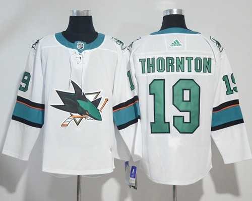 Men's Adidas San Jose Sharks #19 Joe Thornton White Road Authentic Stitched NHL