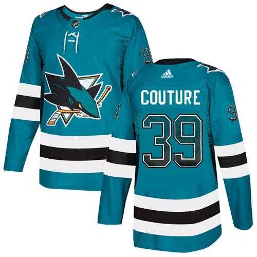 Men's Adidas San Jose Sharks #39 Logan Couture Teal Home Authentic Drift Fashion Stitched NHL Jersey