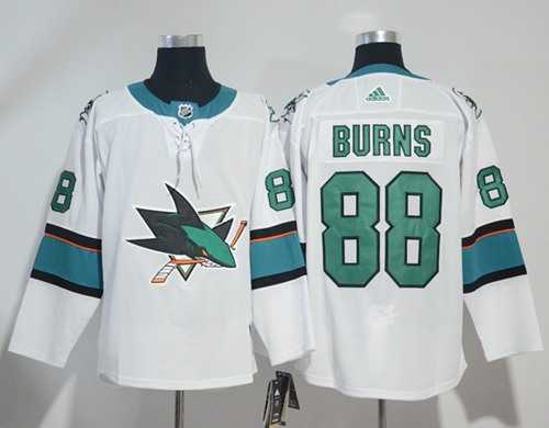Men's Adidas San Jose Sharks #88 Brent Burns White Road Authentic Stitched NHL