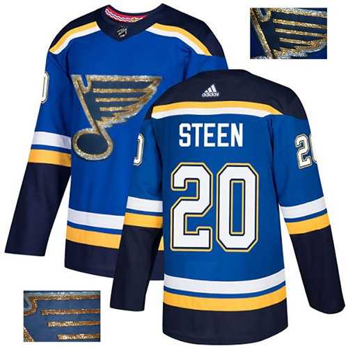 Men's Adidas St. Louis Blues #20 Alexander Steen Blue Home Authentic Fashion Gold Stitched NHL