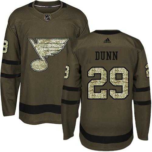 Men's Adidas St. Louis Blues #29 Vince Dunn Green Salute to Service Stitched NHL Jersey