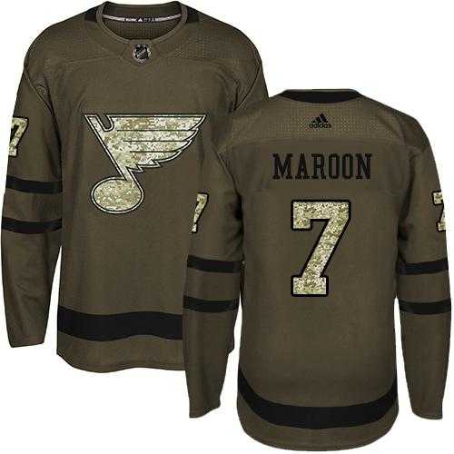 Men's Adidas St. Louis Blues #7 Patrick Maroon Green Salute to Service Stitched NHL Jersey