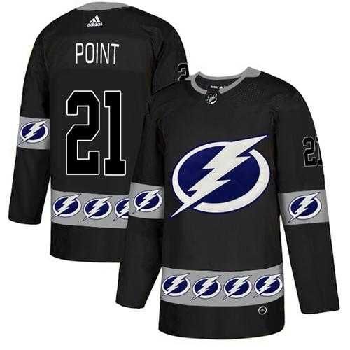Men's Adidas Tampa Bay Lightning #21 Brayden Point Black Authentic Team Logo Fashion Stitched NHL Jersey