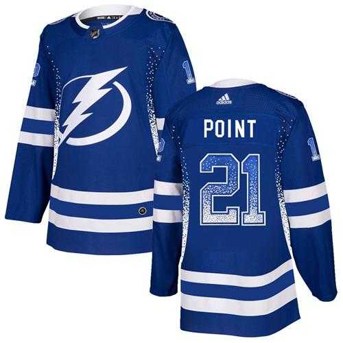 Men's Adidas Tampa Bay Lightning #21 Brayden Point Blue Home Authentic Drift Fashion Stitched NHL Jersey