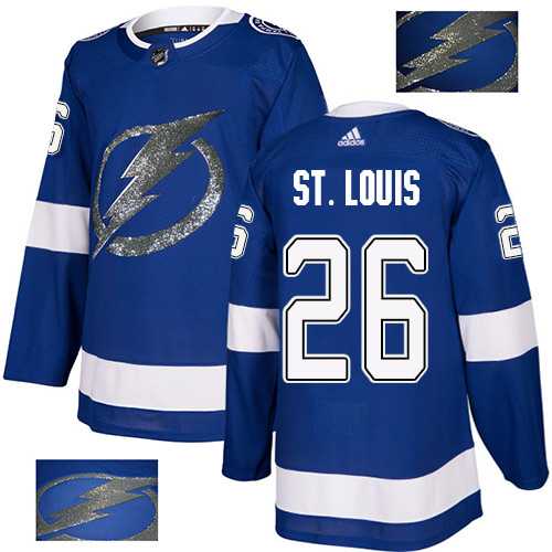 Men's Adidas Tampa Bay Lightning #26 Martin St. Louis Blue Home Authentic Fashion Gold Stitched NHL