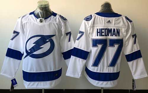 Men's Adidas Tampa Bay Lightning #77 Victor Hedman White Road Authentic Stitched NHL