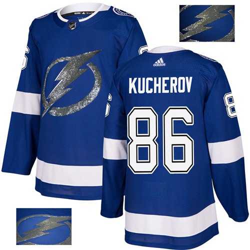 Men's Adidas Tampa Bay Lightning #86 Nikita Kucherov Blue Home Authentic Fashion Gold Stitched NHL
