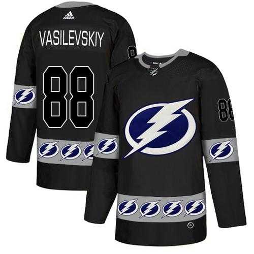 Men's Adidas Tampa Bay Lightning #88 Andrei Vasilevskiy Black Authentic Team Logo Fashion Stitched NHL Jersey