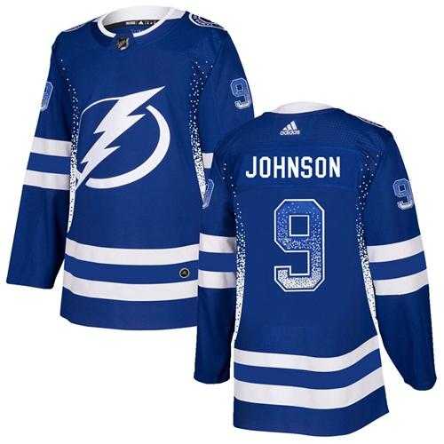 Men's Adidas Tampa Bay Lightning #9 Tyler Johnson Blue Home Authentic Drift Fashion Stitched NHL Jersey