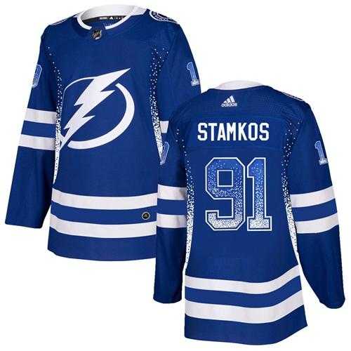 Men's Adidas Tampa Bay Lightning #91 Steven Stamkos Blue Home Authentic Drift Fashion Stitched NHL Jersey
