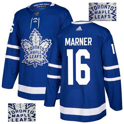 Men's Adidas Toronto Maple Leafs #16 Mitchell Marner Blue Home Authentic Fashion Gold Stitched NHL