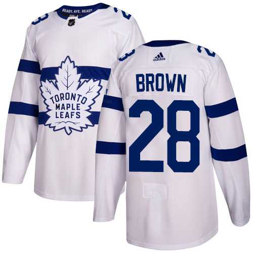 Men's Adidas Toronto Maple Leafs #28 Connor Brown White Authentic 2018 Stadium Series Stitched NHL Jersey
