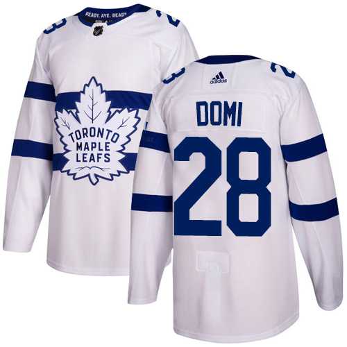 Men's Adidas Toronto Maple Leafs #28 Tie Domi White Authentic 2018 Stadium Series Stitched NHL Jersey