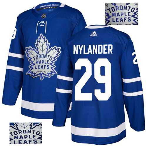 Men's Adidas Toronto Maple Leafs #29 William Nylander Blue Home Authentic Fashion Gold Stitched NHL