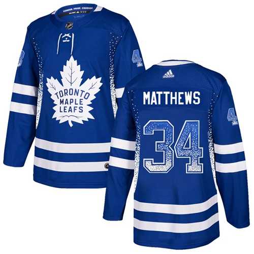 Men's Adidas Toronto Maple Leafs #34 Auston Matthews Blue Home Authentic Drift Fashion Stitched NHL Jersey