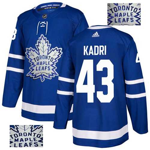 Men's Adidas Toronto Maple Leafs #43 Nazem Kadri Blue Home Authentic Fashion Gold Stitched NHL