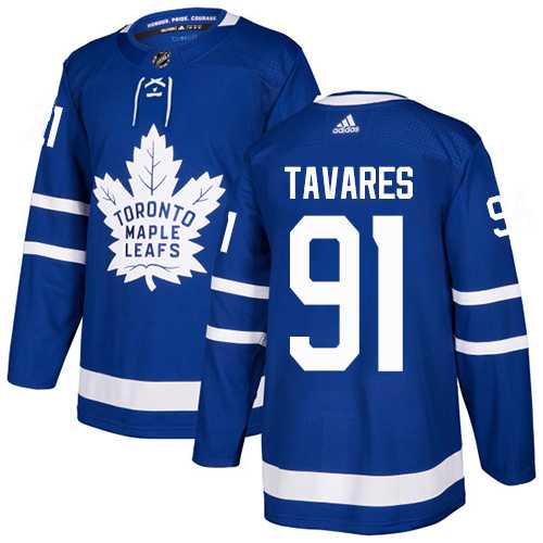Men's Adidas Toronto Maple Leafs #91 John Tavares Blue Home Authentic Stitched NHL Jersey