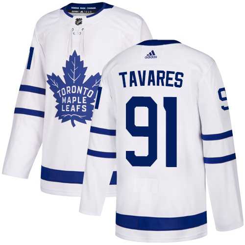 Men's Adidas Toronto Maple Leafs #91 John Tavares White Road Authentic Stitched NHL Jersey