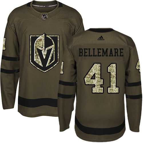 Men's Adidas Vegas Golden Knights #41 Pierre-Edouard Bellemare Authentic Green Salute To Service NHL