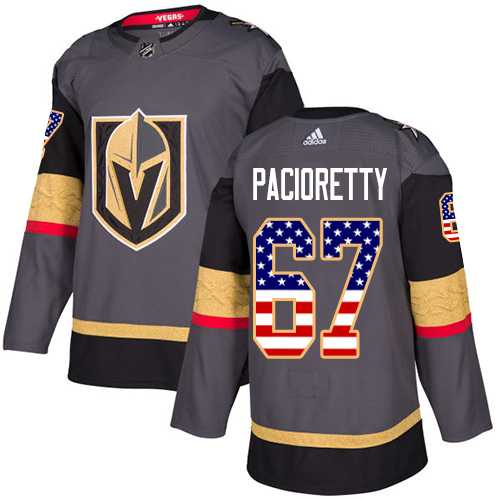 Men's Adidas Vegas Golden Knights #67 Max Pacioretty Grey Home Authentic USA Flag Stitched NHL Jersey