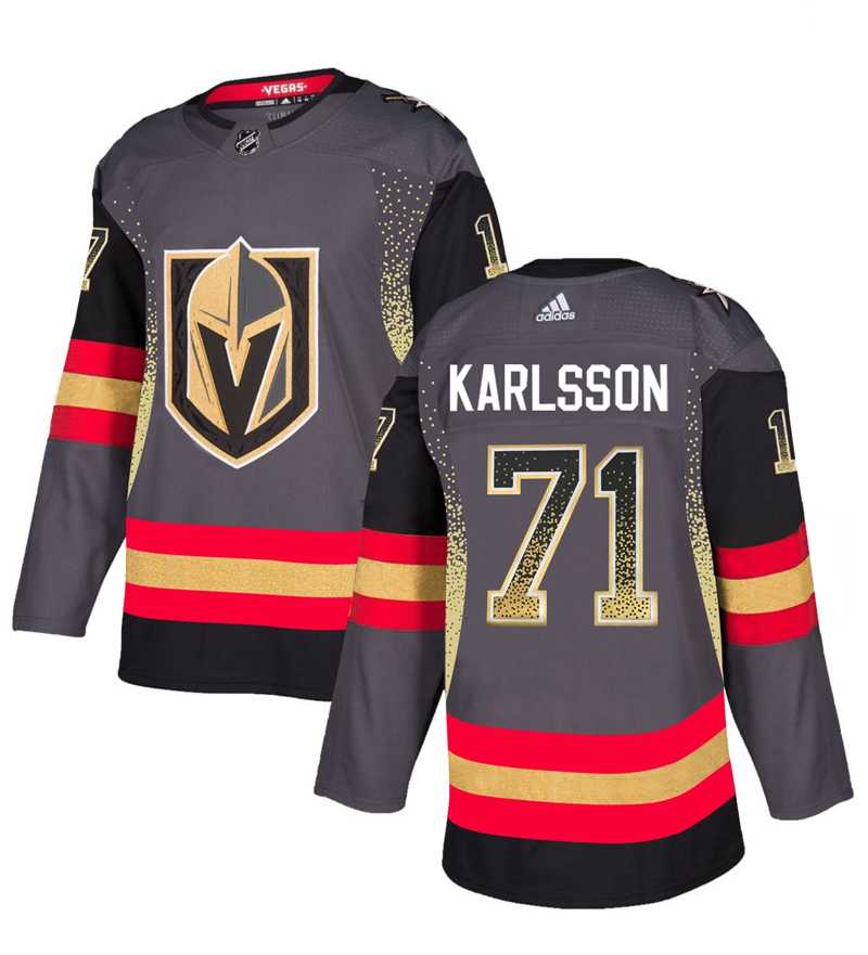 Men's Adidas Vegas Golden Knights #71 William Karlsson Grey Home Authentic Drift Fashion Stitched NHL Jersey