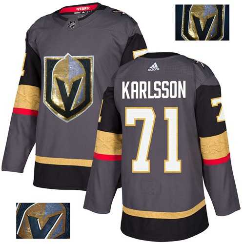Men's Adidas Vegas Golden Knights #71 William Karlsson Grey Home Authentic Fashion Gold Stitched NHL