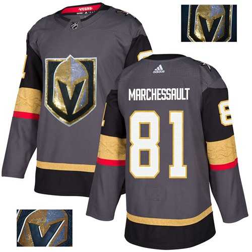 Men's Adidas Vegas Golden Knights #81 Jonathan Marchessault Grey Home Authentic Fashion Gold Stitched NHL