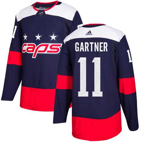 Men's Adidas Washington Capitals #11 Mike Gartner Navy Authentic 2018 Stadium Series Stitched NHL Jersey