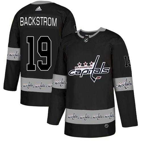 Men's Adidas Washington Capitals #19 Nicklas Backstrom Black Authentic Team Logo Fashion Stitched NHL Jersey