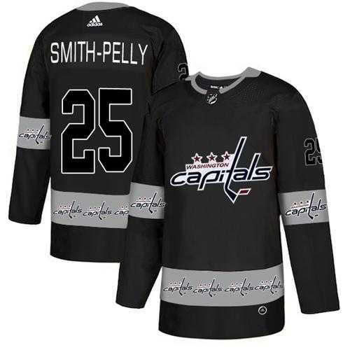 Men's Adidas Washington Capitals #25 Devante Smith-Pelly Black Authentic Team Logo Fashion Stitched NHL Jersey
