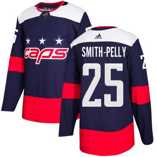 Men's Adidas Washington Capitals #25 Devante Smith-Pelly Navy Authentic 2018 Stadium Series Stitched NHL Jersey