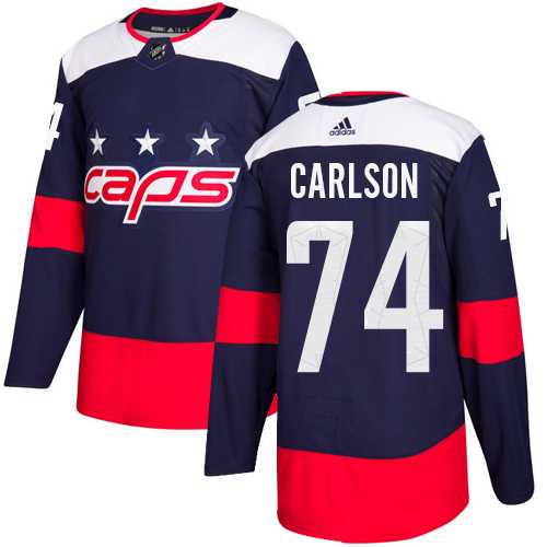 Men's Adidas Washington Capitals #74 John Carlson Navy Authentic 2018 Stadium Series Stitched NHL Jersey