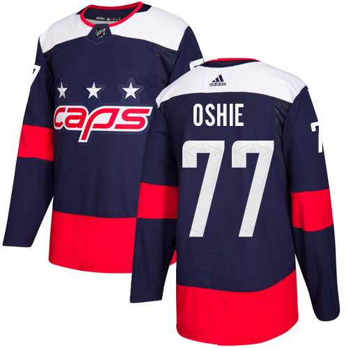 Men's Adidas Washington Capitals #77 T.J. Oshie Navy Authentic 2018 Stadium Series Stitched NHL Jersey