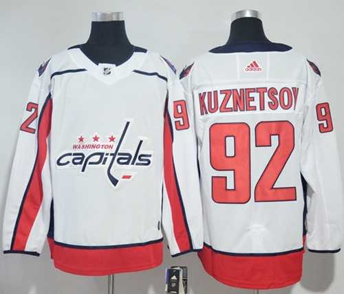 Men's Adidas Washington Capitals #92 Evgeny Kuznetsov White Road Authentic Stitched NHL