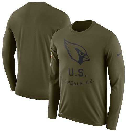 Men's Arizona Cardinals Nike Olive Salute to Service Sideline Legend Performance Long Sleeve T-Shirt