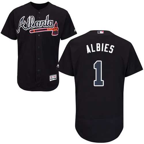 Men's Atlanta Braves #1 Ozzie Albies Navy Blue Flexbase Authentic Collection Stitched MLB Jersey