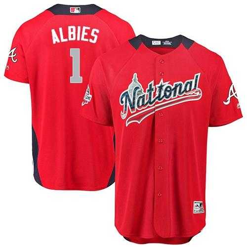 Men's Atlanta Braves #1 Ozzie Albies Red 2018 All-Star National League Stitched MLB