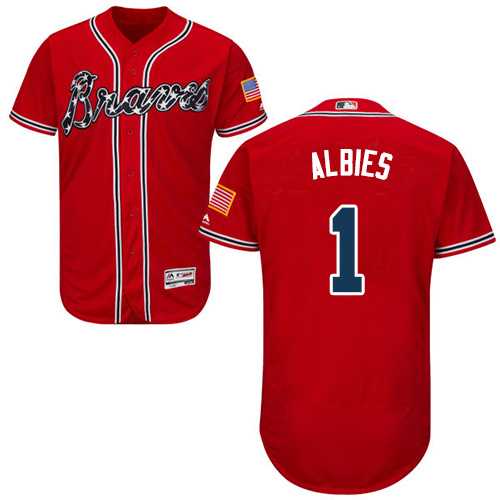 Men's Atlanta Braves #1 Ozzie Albies Red Flexbase Authentic Collection Stitched MLB Jersey