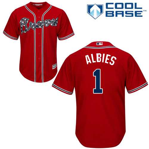 Men's Atlanta Braves #1 Ozzie Albies Red New Cool Base Stitched MLB Jersey