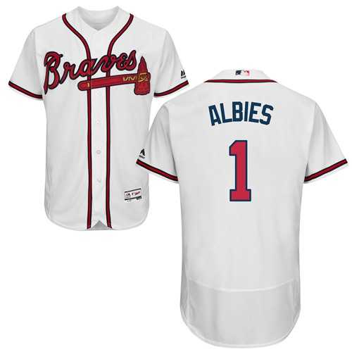 Men's Atlanta Braves #1 Ozzie Albies White Flexbase Authentic Collection Stitched MLB Jersey