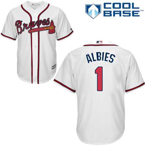 Men's Atlanta Braves #1 Ozzie Albies White New Cool Base Stitched MLB Jersey