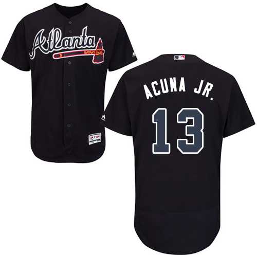 Men's Atlanta Braves #13 Ronald Acuna Jr. Navy Blue Flexbase Authentic Collection Stitched MLB Jersey Men's Atlanta Braves #13 Ronald Acuna Jr. Navy Blue Flexbase Authentic Collection Stitched MLB Jersey