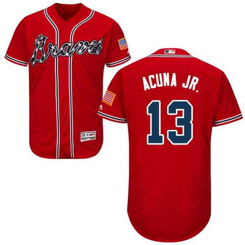 Men's Atlanta Braves #13 Ronald Acuna Jr. Red Flexbase Authentic Collection Stitched MLB Jersey