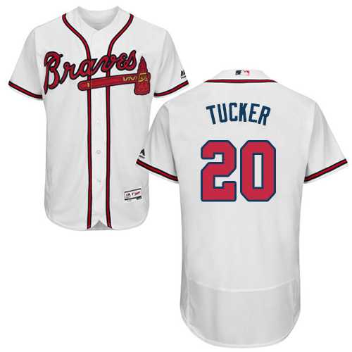 Men's Atlanta Braves #20 Preston Tucker White Flexbase Authentic Collection Stitched MLB